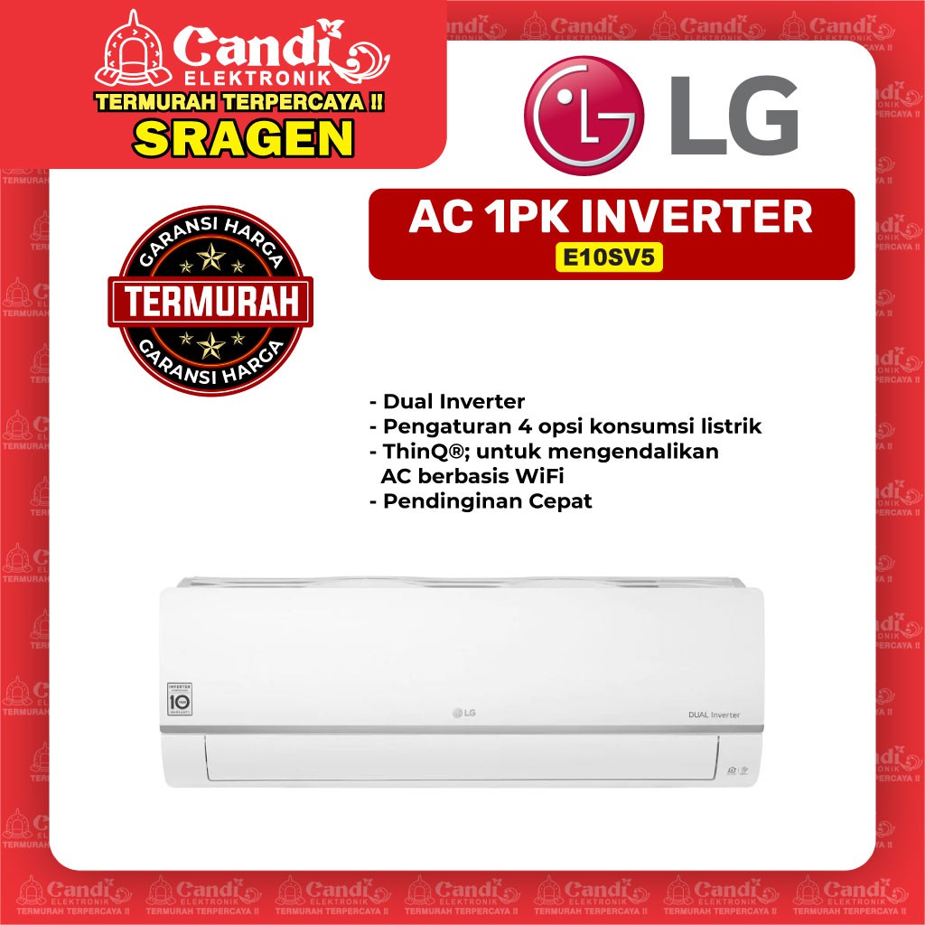 LG Ac 1pk Inverter Hemat Listrik - E10SV5
