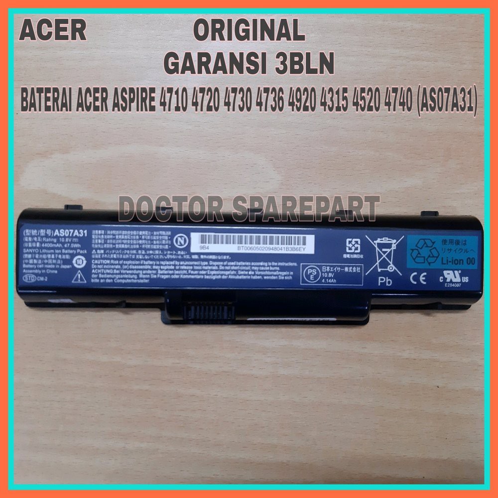 Baterai Battery Original Acer Aspire 4710 4710G 4710Z 4715Z 4720 4720G 4720Z 4720ZG 4730 4730Z 4730Z