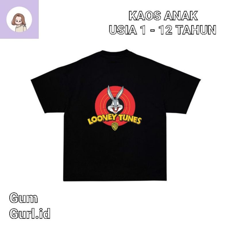 Kaos baju anak LOONEY TUNES tshirt KARTUN oversize lokal hitam laki laki perempuan jumper baby kids 