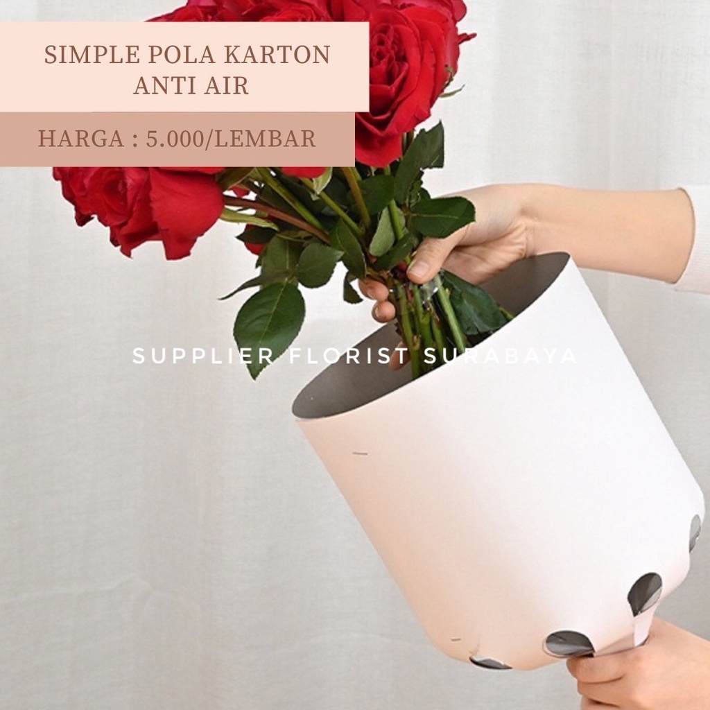 PEGANGAN BUKET POLA KARTON SIMPLE / TABUNG TAHAN AIR WATERPROFF SATU SISI GAGANG CORONG BUKET BUNGA BULAT ROUND BOUQUET