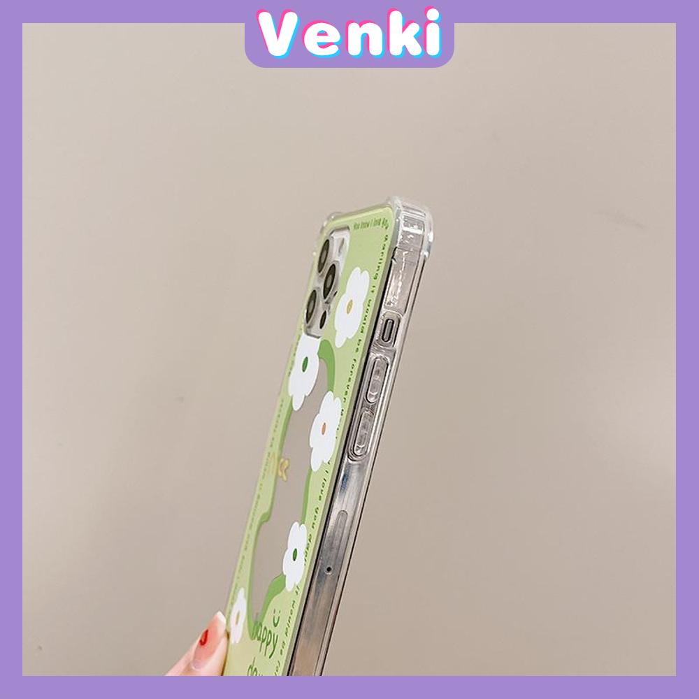 iPhone Case Acrylic HD Mirror Airbag Shockproof Protection Camera Cute Line Green Flowers Compatible For iPhone 11 iPhone 13 Pro Max iPhone 12 Pro Max iPhone 7 Plus iPhone xr