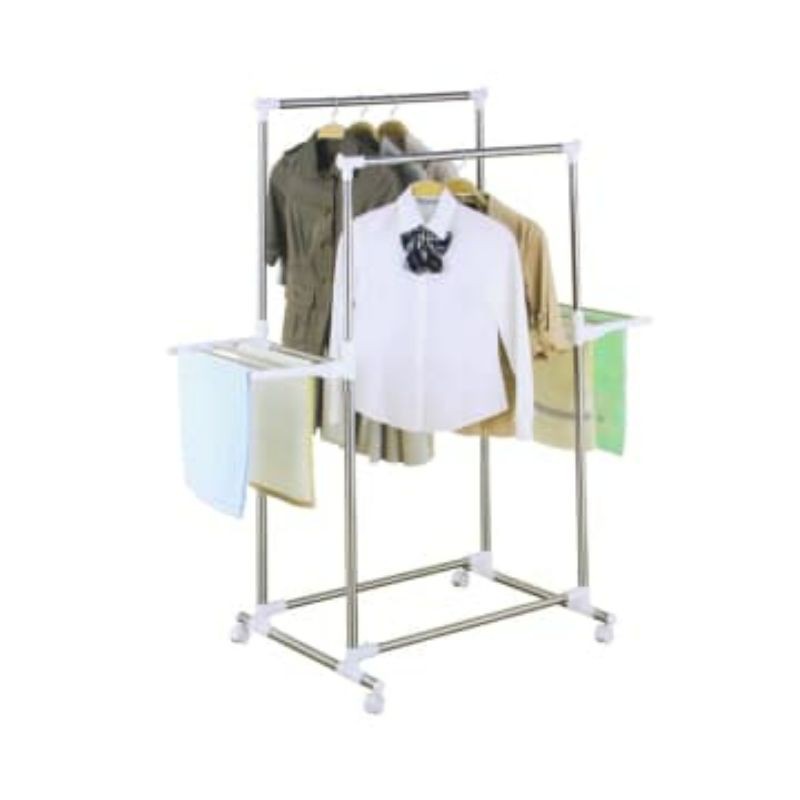 jemuran pakaian krisbow double rood / garment rack double rood / jemuran handuk dobel tiang krisbow