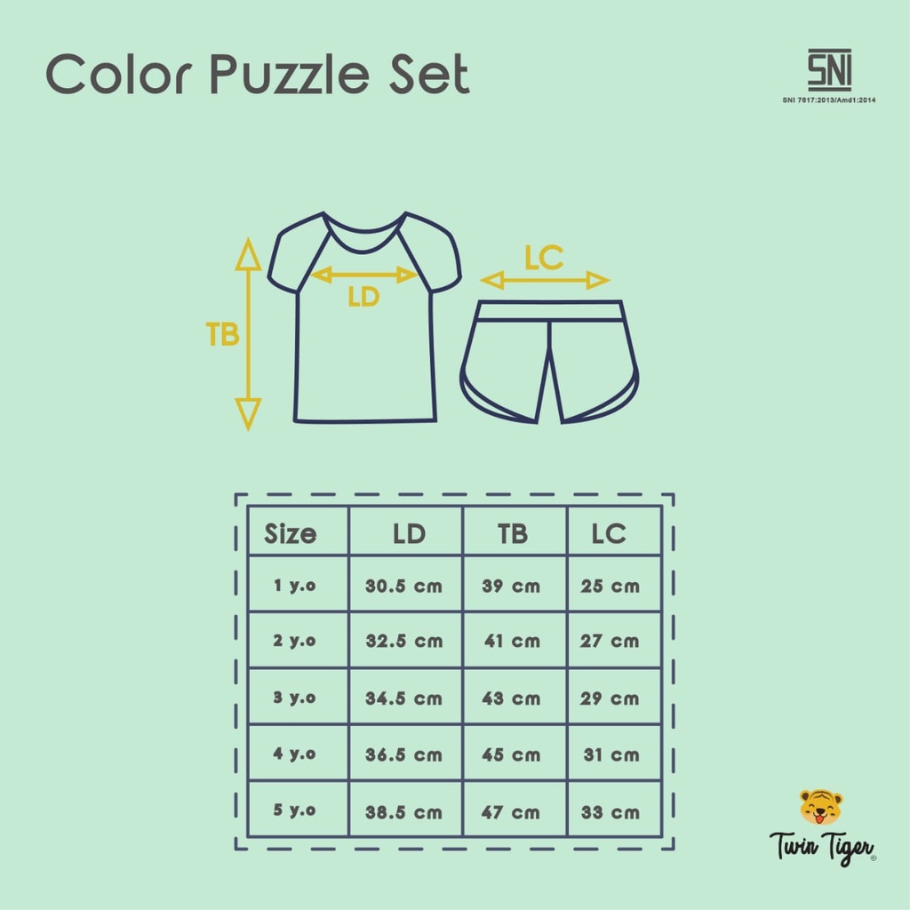 TWIN TIGER 1stel Baju Setelan Kaos Anak COLOR PUZZLE SET Boy Girl ( 0-5 tahun)