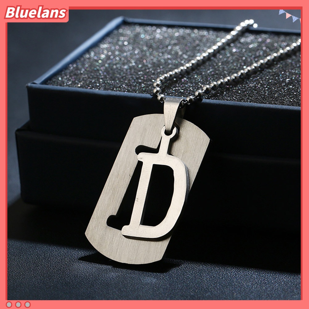 Kalung Rantai Manik-Manik Liontin 26 Huruf Alfabet Bahan Stainless Steel Gaya Punk