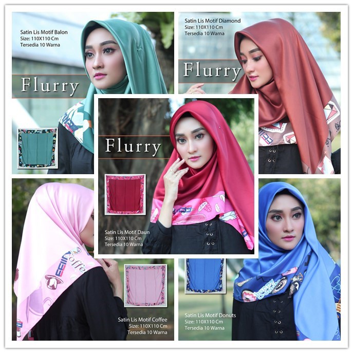 MOBASA OFFICIAL Segi Empat Satin Jilbab Segi Empat Satin Velvet Square Premium Flury