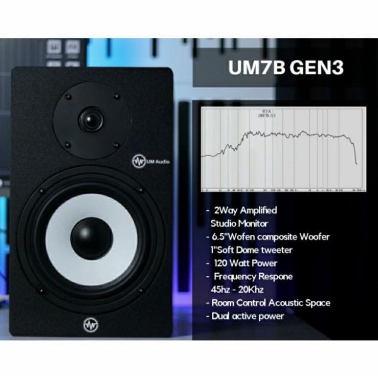 Speaker Monitor UM 7B Gen 3 7 Inch Speaker Flat Monitor Rekaman Origin