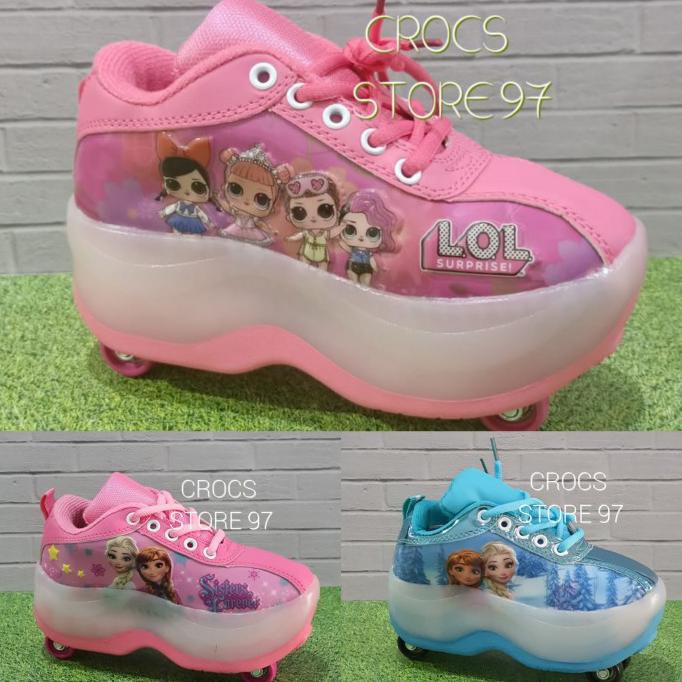 RODA ANAK/SEPATU RODA ANAK PEREMPUAN/SEPATU RODA KARAKTER ORIGINAL - FROZEN PINK, 36