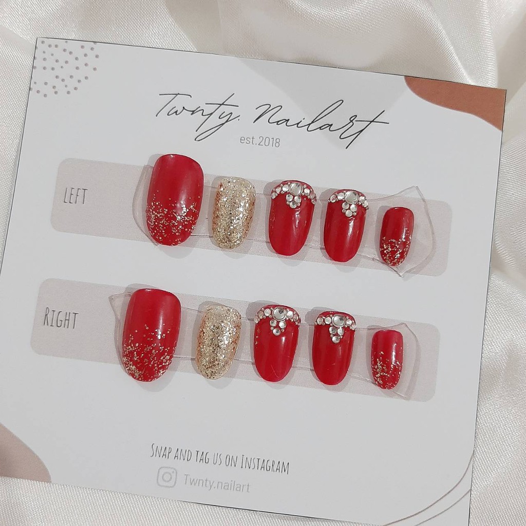 Red Wedding Set/ Custom Fake Nails/ Custom Press On Nails/ Kuku Palsu custom/ Wedding Fake nails
