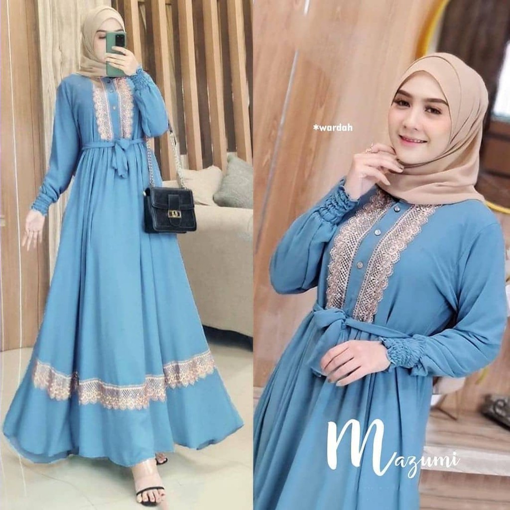 GAMIS WANITA MAJUMI DRESS BAHAN CERUTY BABYDOLL FULL PURING APLIKASI RENDA LD 110 CM PB 138 CM KANCING HIDUP / BUSUI FRIENDLY GAMIS WANITA TERBARU 2023 KEKINIAN DRESS CERUTY PREMIUM MAXY DRESS WANITA JUMBO  BAJU GAMIS MUSLIM MODERN