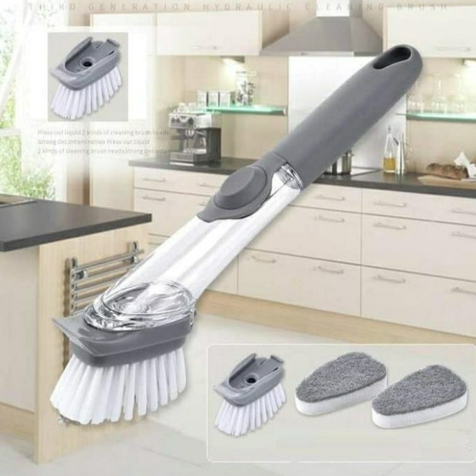 Sikat Panci Tongkat Dispenser sabun cair sikat panci piring wajan