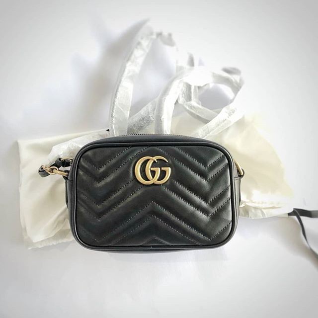Marmont New - Gg Mini Camera Black Calf Leather Cross Body Bag GUCCI  ORIGINAL