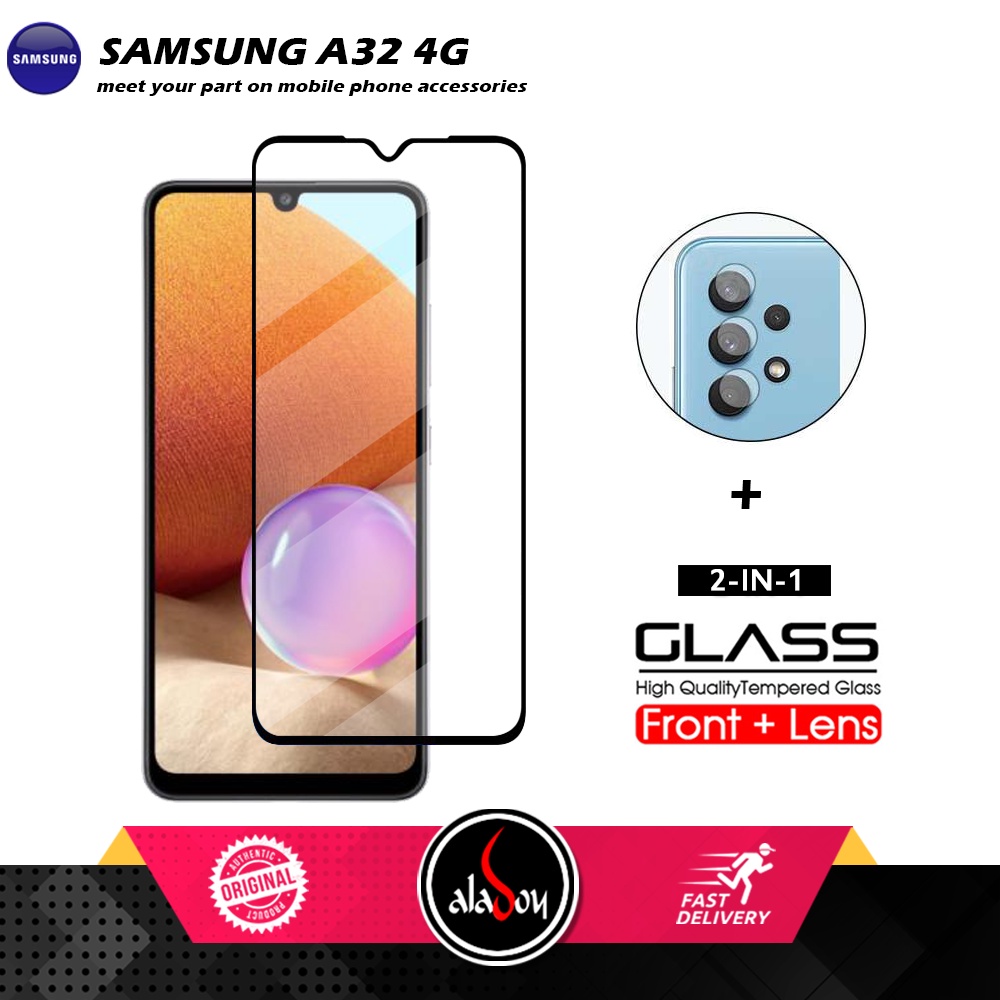 PAKET 2 IN 1 Tempered Glass Layar Samsung A32 4G Free Tempered Glass Camera