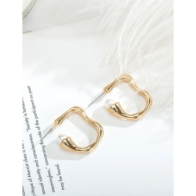 LRC Anting Tusuk Fashion Metal Pearl Multi-deformation Earrings F67906