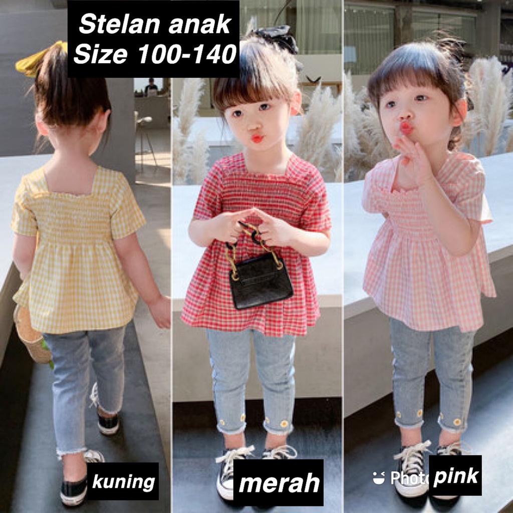 (LOLI-JKT) BS-220 SET ANAK CEWEK 3 WARNA MODEL KOTAK SIZE 100-140