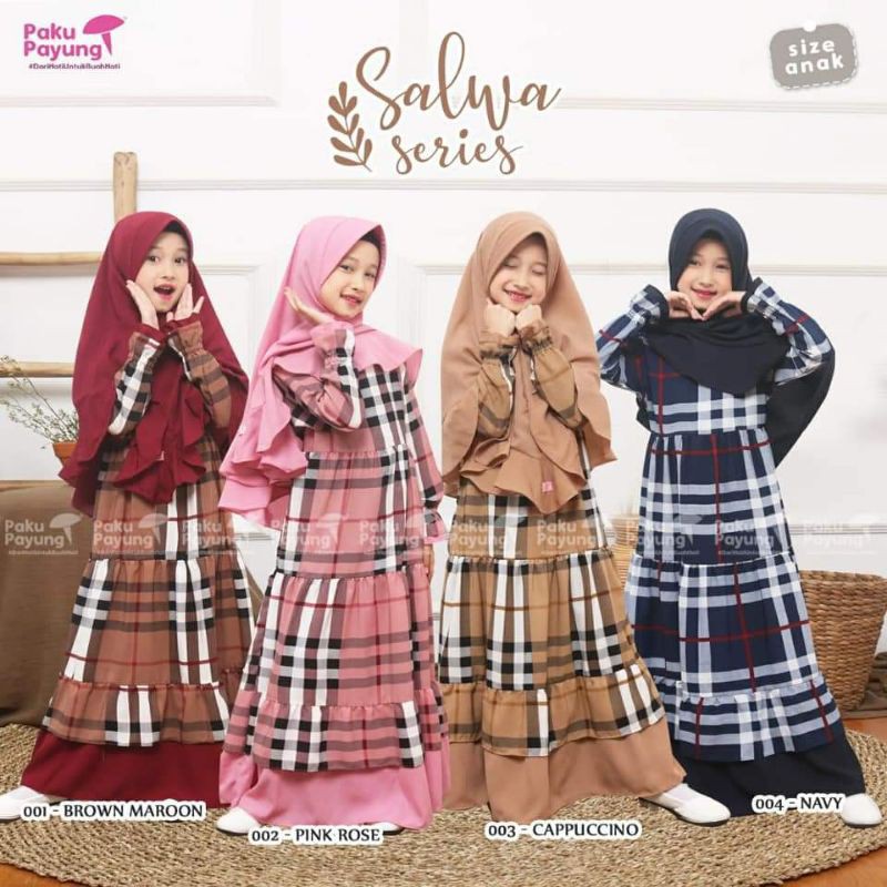 GAMIS ANAK SET MONALISA BURBERRY SALWA SERIES ORIGINAL PAKUPAYUNG USIA 1 TAHUN SAMPAI 13 TAHUN