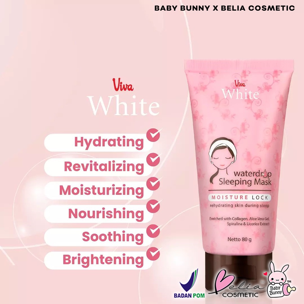 ❤ BELIA ❤ VIVA Waterdrop Sleeping Mask Netto 80g (White cream) | Mask | BPOM