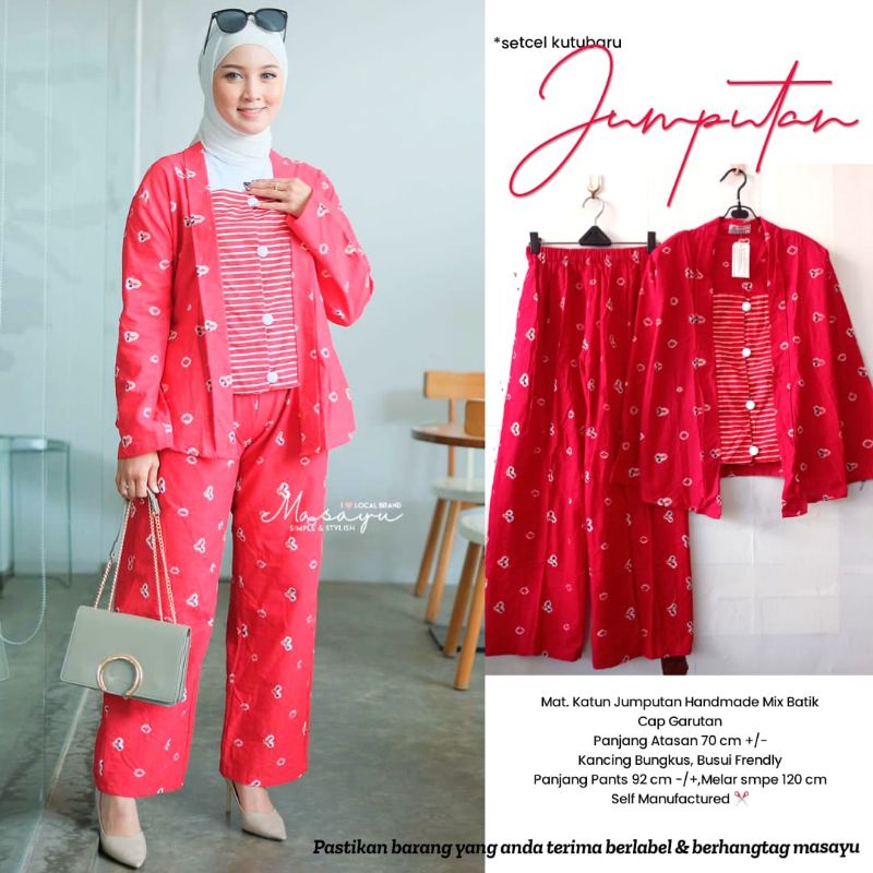 Setelan Kutubaru Jumputan Merah Batik Solo Tuman