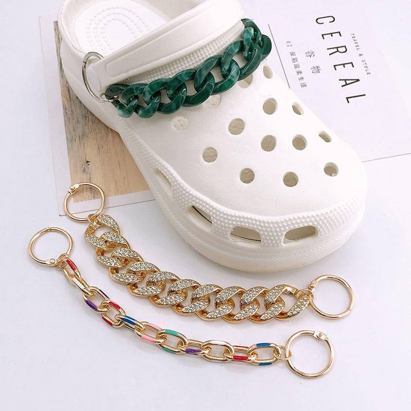 Croc Rantai jibz Bahan Metal Aksen Mutiara Untuk Dekorasi Tali Sepatu