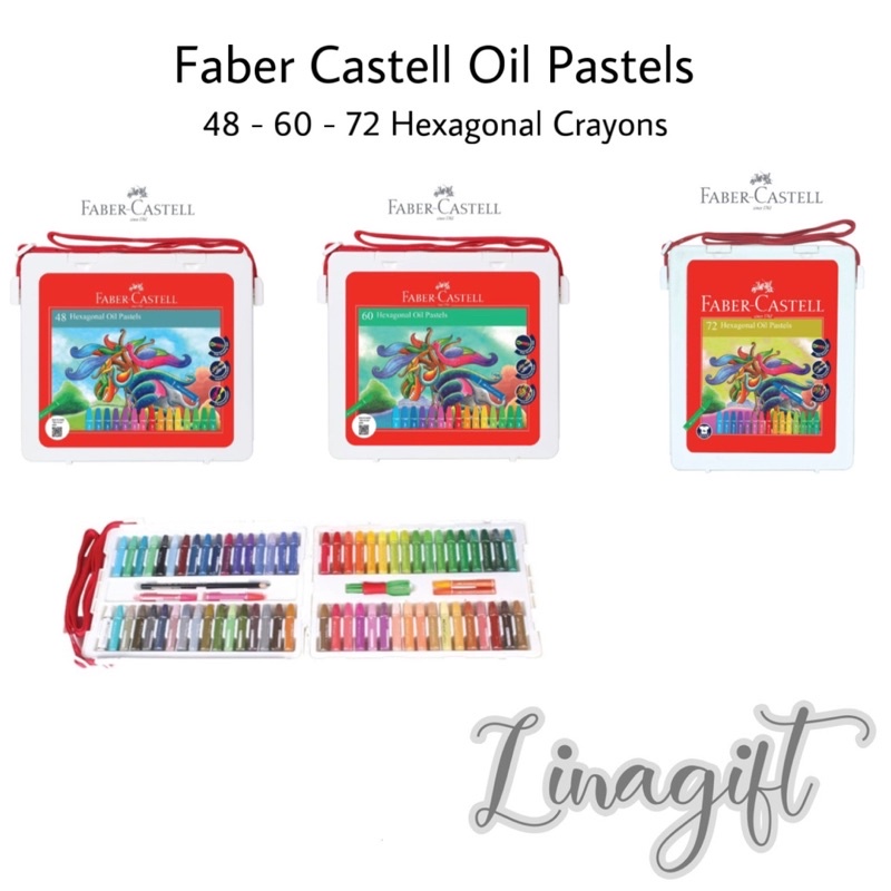 FABER CASTELL - COLORING MARKERS CRAYON TAS 48 / 60 / 72 COLORS - HEXAGONAL OIL PASTELS 48 / 60 / 72 COLORS