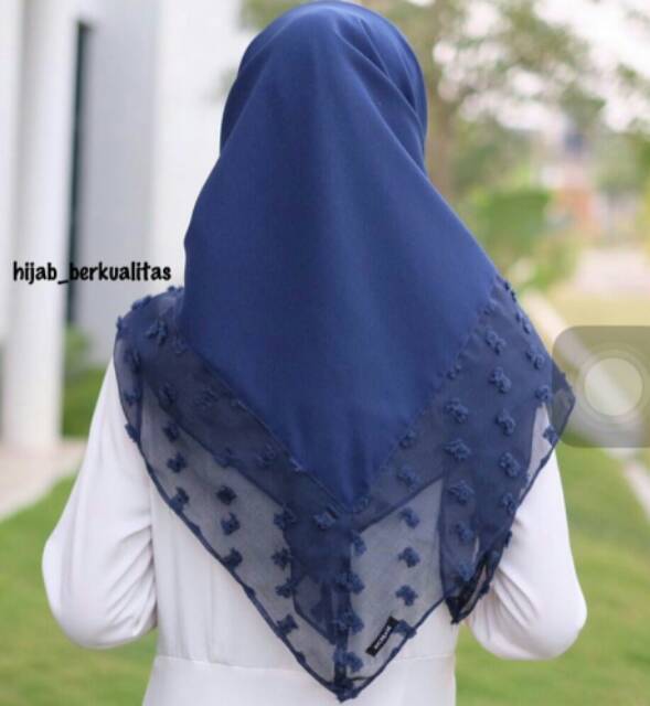 Kerudung Hijab Jilbab Segiempat Kombinasi Linen Rubiah dan Diamond Crepe