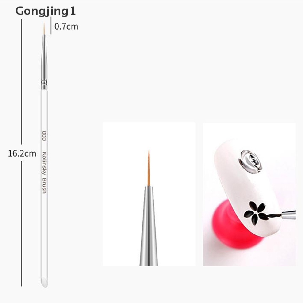 Gongjing1 3pcs / set brush pen Transparan Ukuran 7 / 9 / 11mm Untuk Nail art