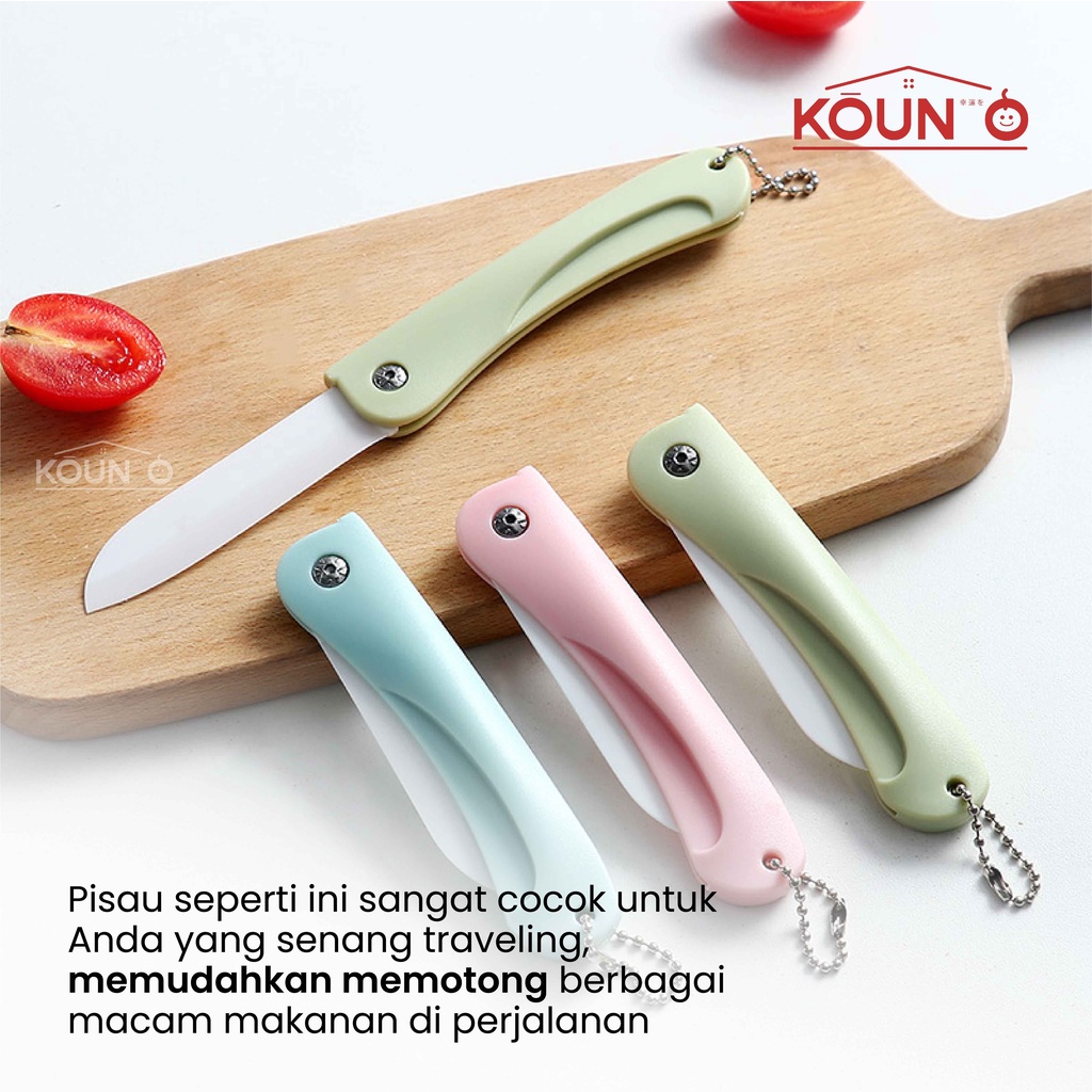 Pisau Dapur Lipat Pisau Travel Keramik Potong Memotong Buah Sayur Portable Folding Ceramic Knife