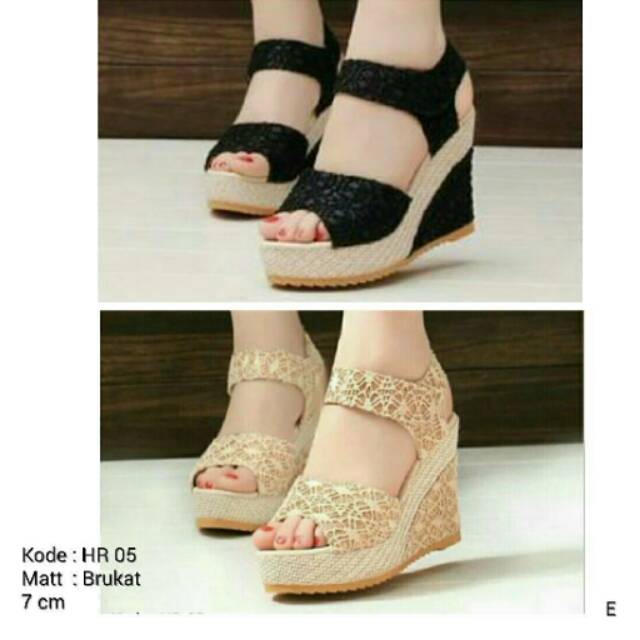 NunuLisaTan Baru Sandal WEDGES BRUKAT TALI