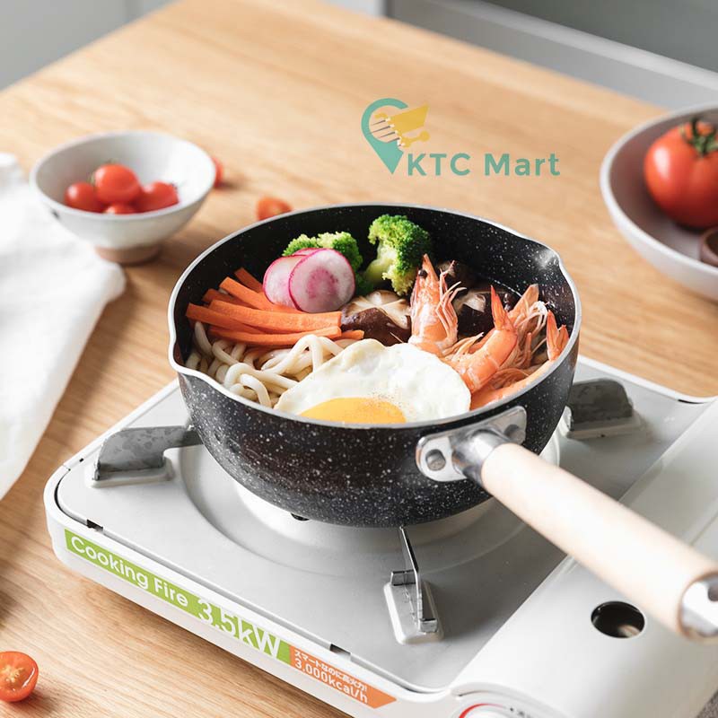 KTCmart - Pan Soup Marble Anti lengket + Tutup Kaca Premium/ Panci Susu Serbaguna/ Panci masak