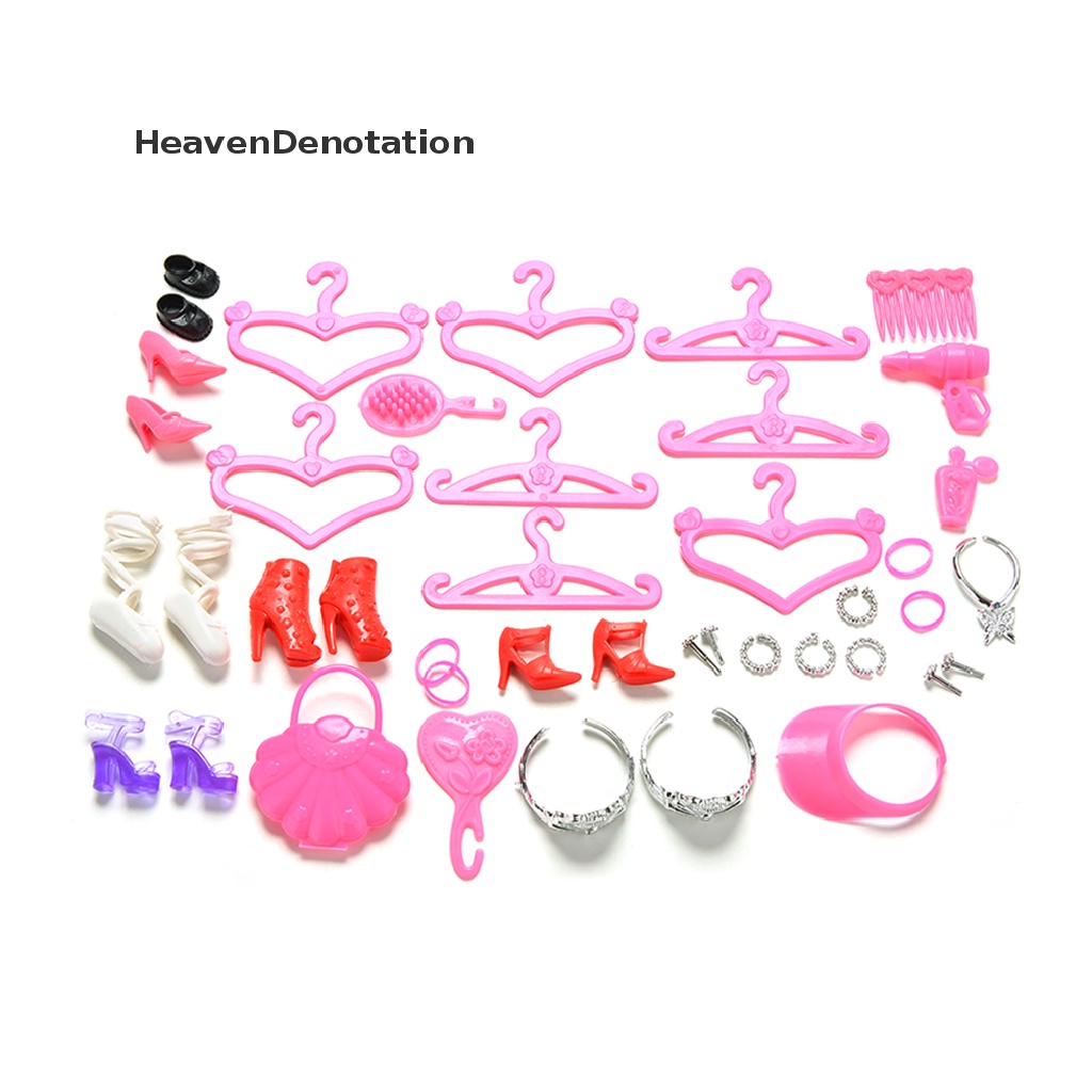 (Heavendenotation) 45pcs / Set Sepatu / Tas / Gelang / Gantungan / Sisir Untuk Aksesoris Boneka Barbie