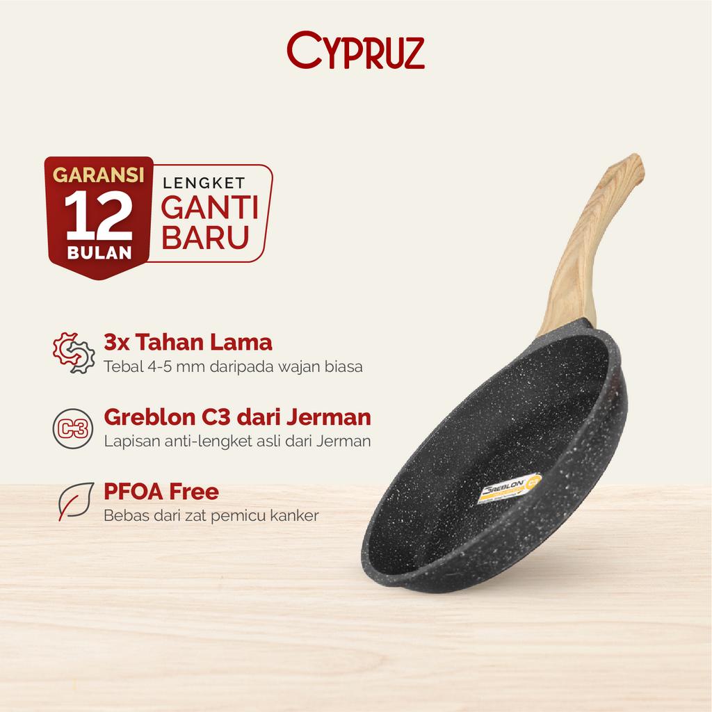 Cypruz Wajan Anti Lengket Fry Pan Premium Grey Granite Diecast  Series