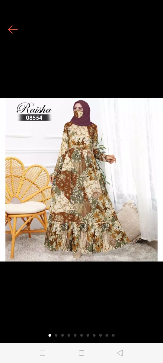 Home Dress Batik Gamis Raisha Motif Batik Bahan Rayon Viscose Premium