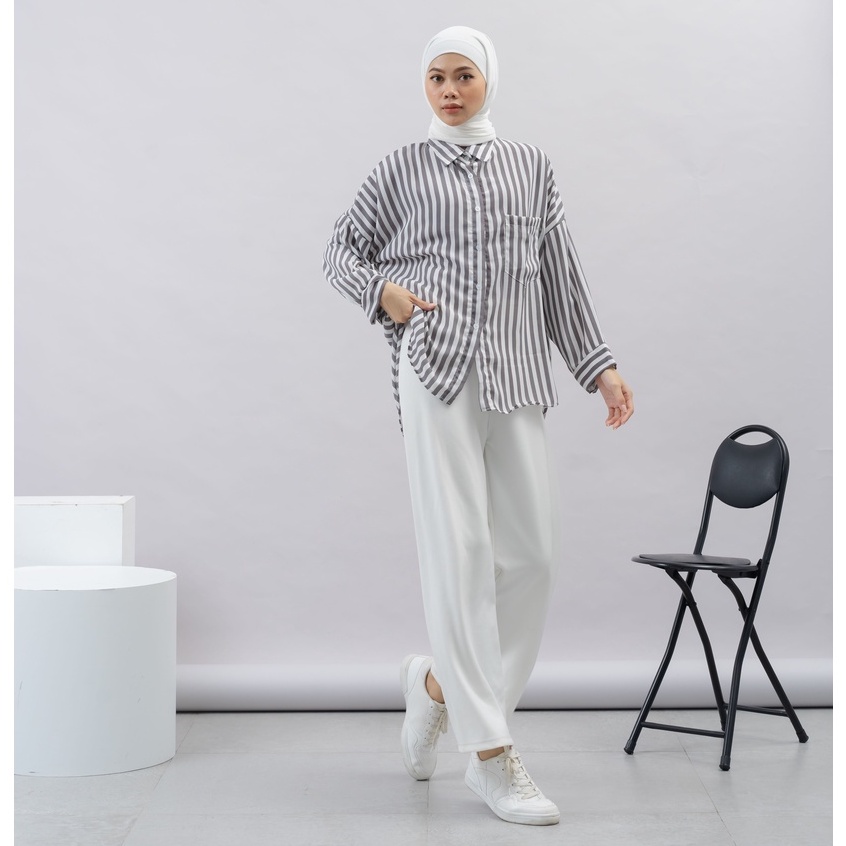 KEMEJA KATUN SALUR KINARA DAILY LONG SHIRT OFFICE SHIRT PREMIUM B601