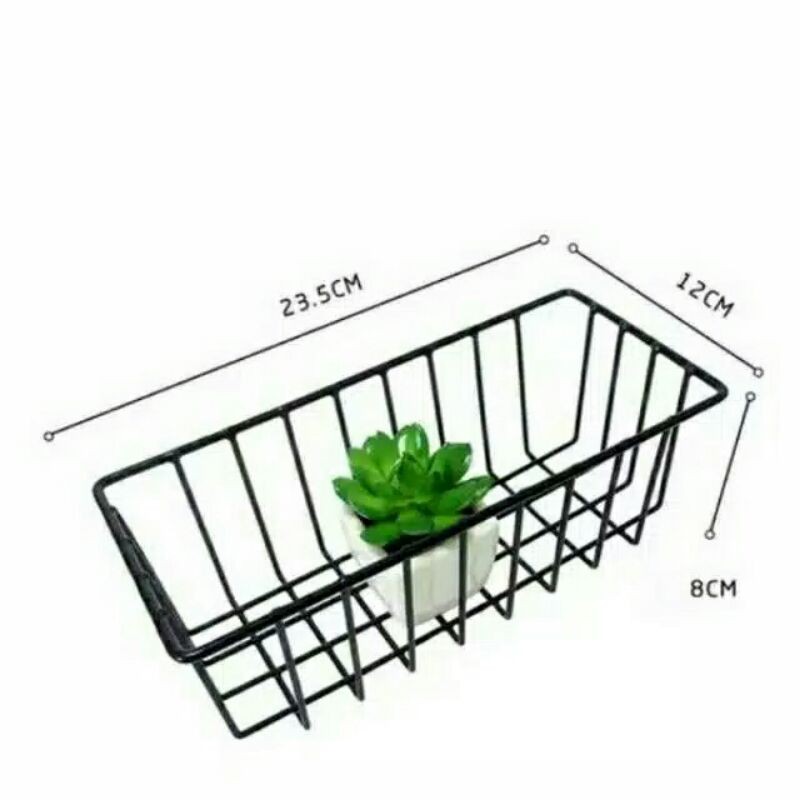 KESI HITAM KERANJANG BESI WARNA HITAM 23x12 CM GRID WIRE MESH