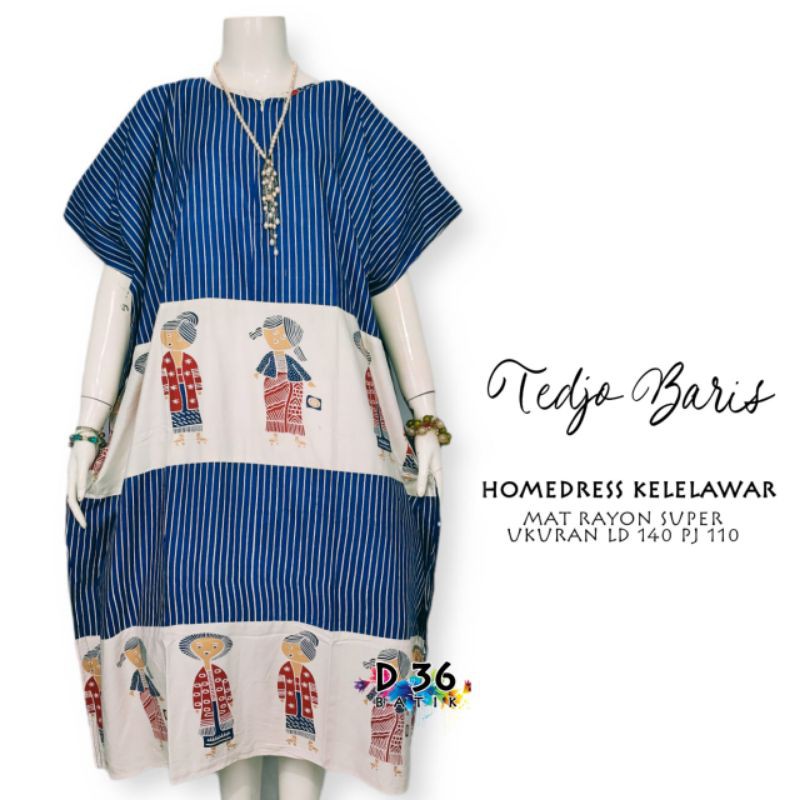 (Semerbak) Homedress Daster kelelawar Tejo Baris Jumbo baju santai tidur rayon halus premium bumil busui pendek home dress harian lowo kalong adem nyaman Tejo Baris salur terkini terbaru kekinian