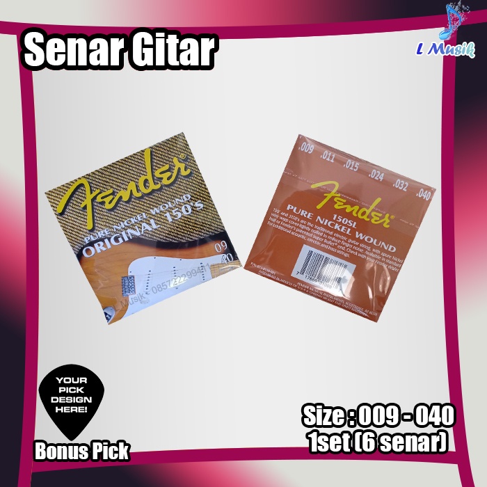 SENAR GITAR ELEKTRIK FENDER 150'S 1 SET UKURAN 009-040 (LOKAL PREMIUM)  -FENDER ORIGINAL PURE NICKEL WOUND  GUITAR STRINGS