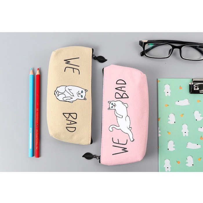 

Hadir Tempat Pensil Kanvas Kucing We Bad Limited