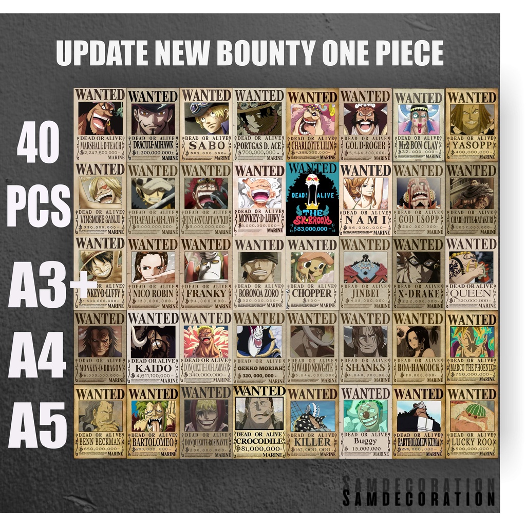 One piece poster dinding - poster bounty one piece - bebas request