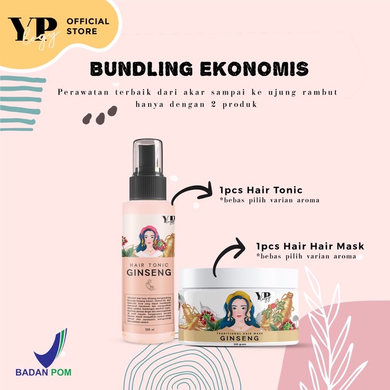 YPLOGY Paket Rambut Rontok 1 Hair mask dan 1 Hair Tonic