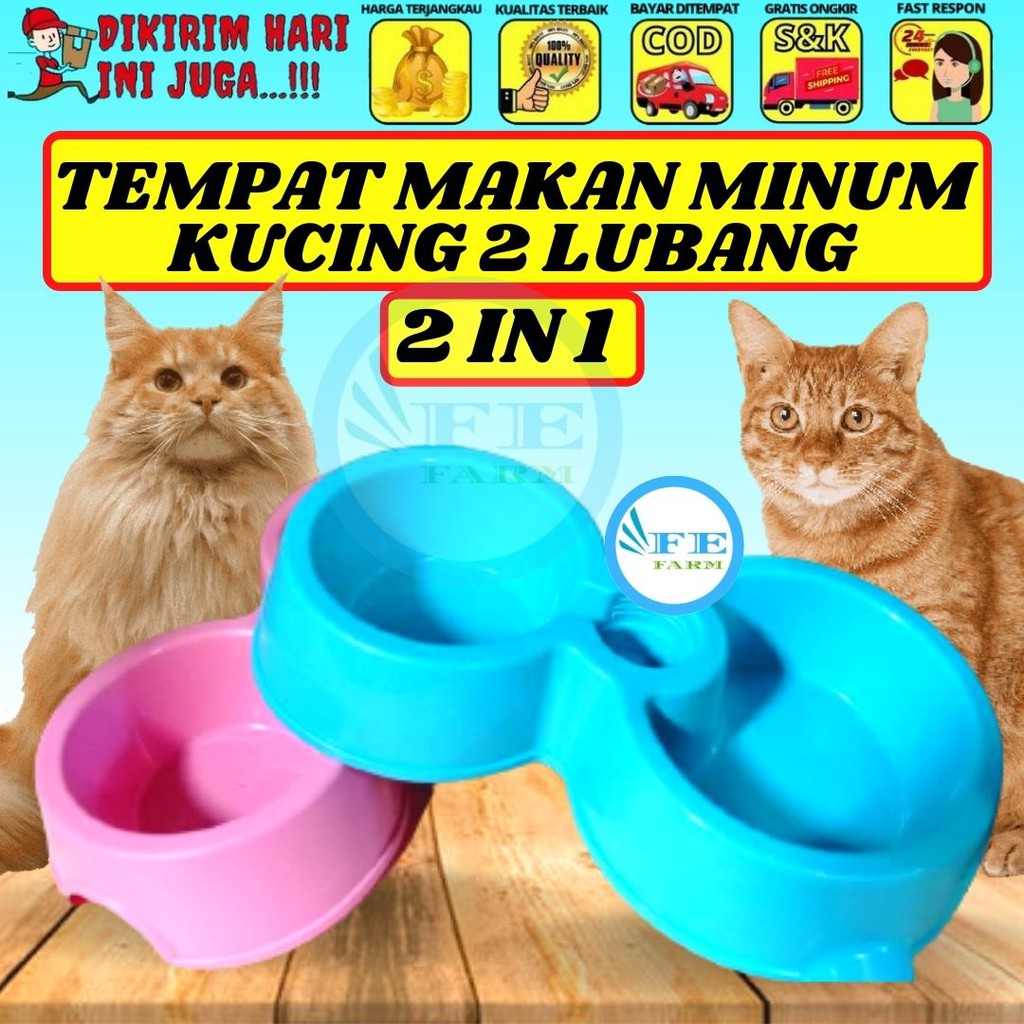 Tempat Piring Pakan Minum Makan Kucing Anjing Kelinci Pet Feeder Plate FEFARM