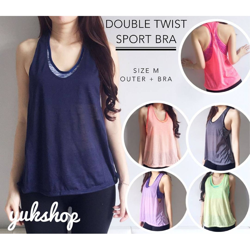 DOUBLE TWIST BRA- BAJU OLAHRAGA WANITA- BAJU SENAM AEROBIK ZUMBA MURAH IMPORT BAGUS KEREN TERBARU
