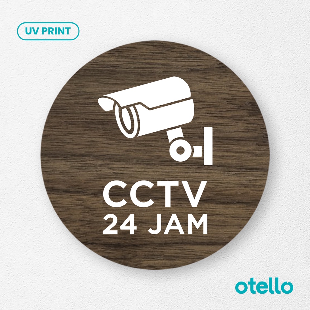 Signage CCTV 24 Jam Sign Board Kayu Print Tulisan Stiker Peringatan Papan Label Toko Kantor Restoran Office Wooden