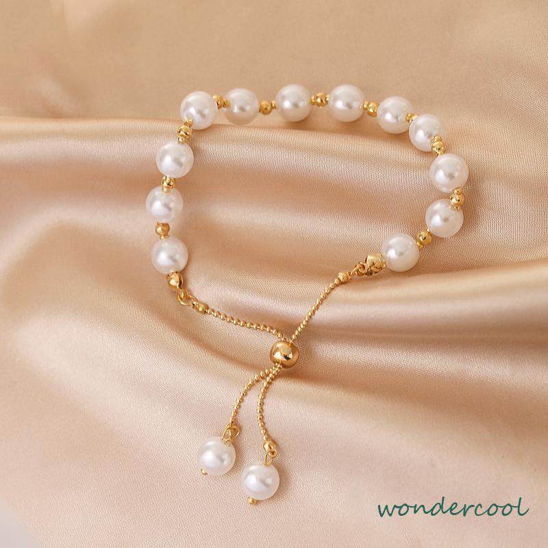 Gelang Tangan Mutiara Imitasi Simple Elegan Untuk Wanita -Won