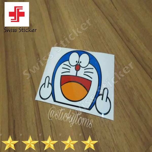 

Terlaris stiker lucu Doraemon kasi jari tengah (flip off) Keren