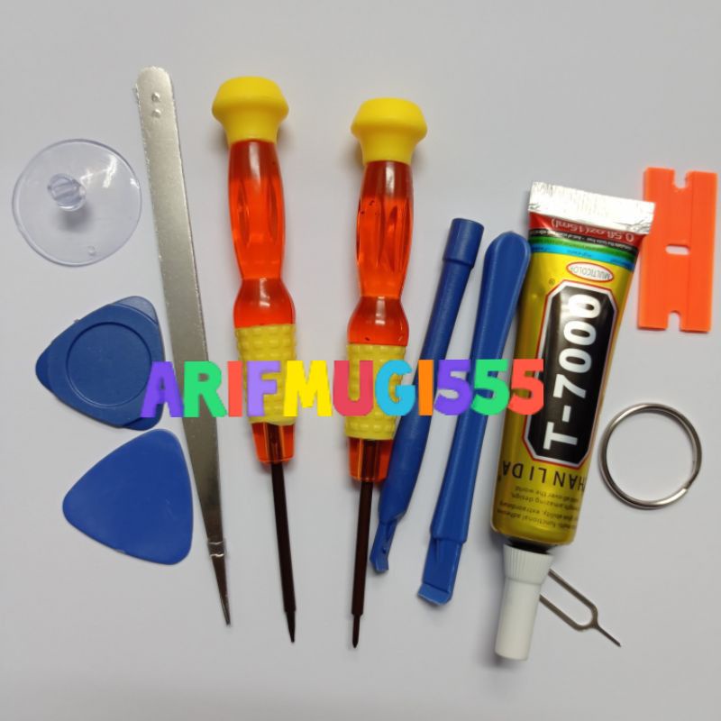 Obeng Tools Set Reparasi 10 in 1+Lem T7000 15 ML+Lem T7000 50 ML