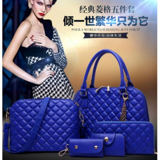 TAS SET 5 IN 1 CROCO IMPORT BAG FASHION WANITA