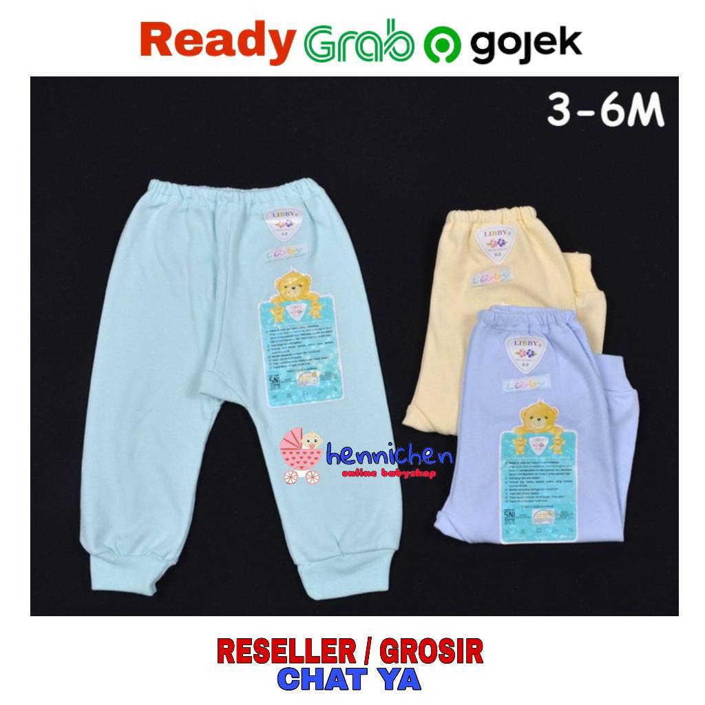 3 Pcs libby Celana Panjang Popok Bayi/Baby Warna (3-6M)