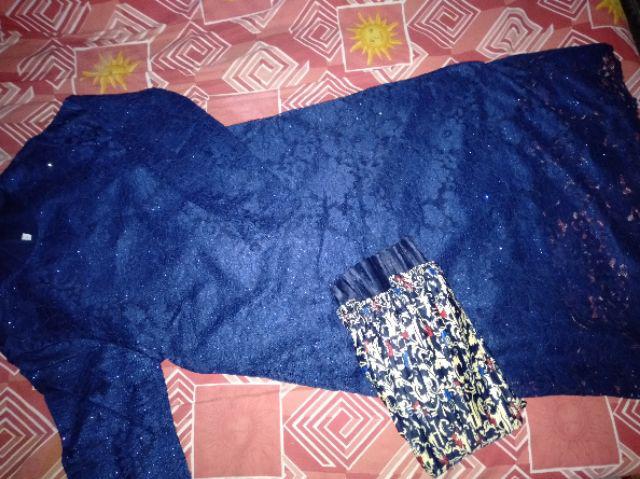 Set Liza Navy/long Tunik/bawahan Wanita/batik