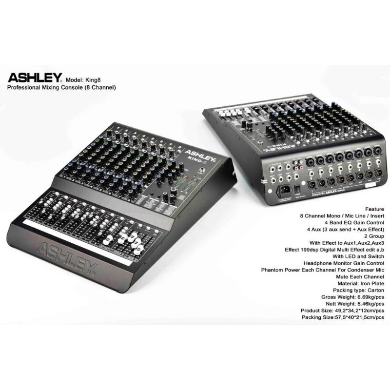 MIXER AUDIO ASHLEY KING 8,8 CHANNEL MIXER AUDIO KING 8(ORIGINAL)