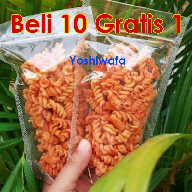 

50 gram Makaroni Bantet Spiral / Makroni Ulir Kriyuk Camilan Keluarga Banyak Pilihan Rasa