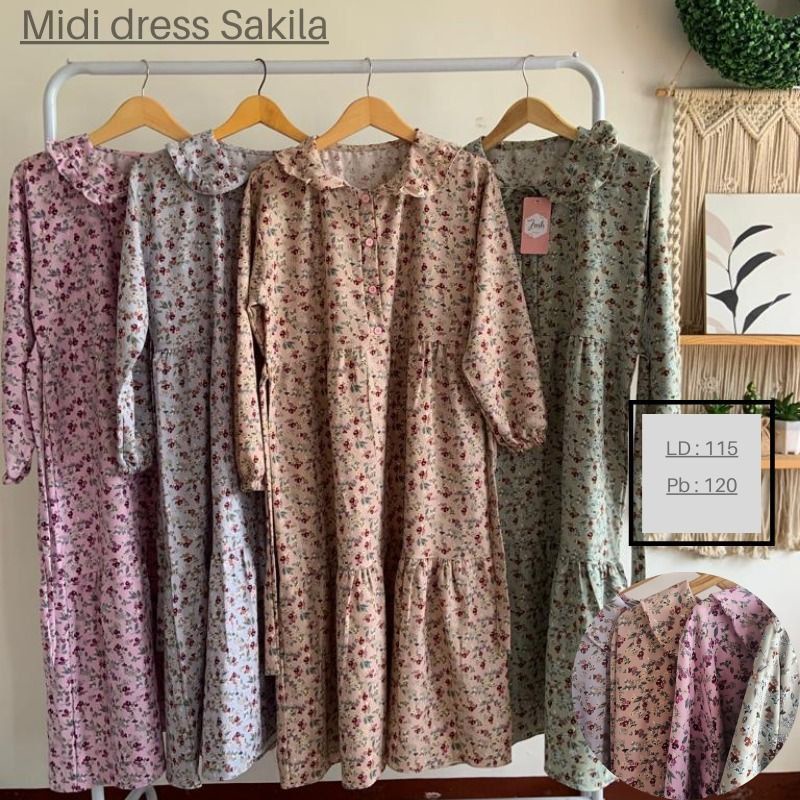 [SALE] MIDI DRESS BUNGA KECIL Kerah Korea Busui by JMH